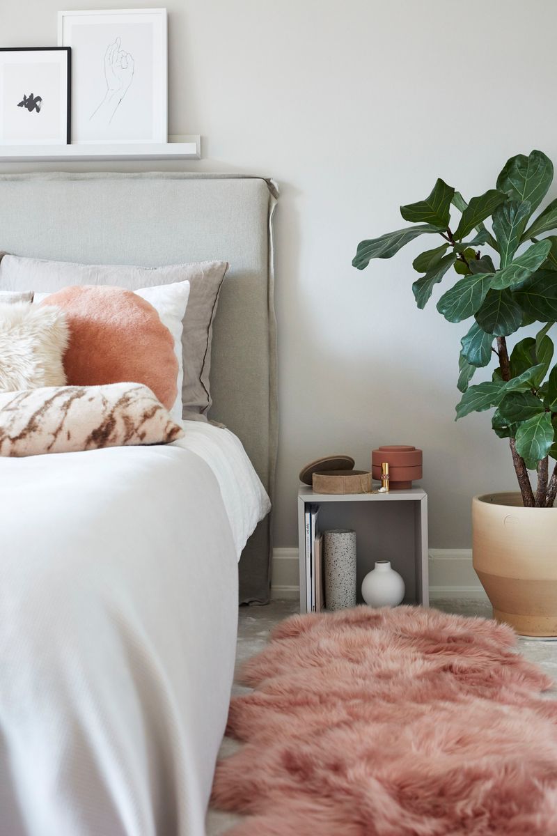 Tapis en peau de mouton mérinos | Laine longue | 170x60 cm Rose