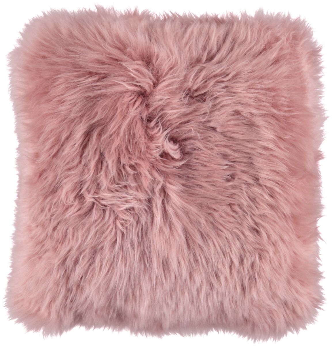 Coussin en peau de mouton longue laine | 35x35 cm Rose