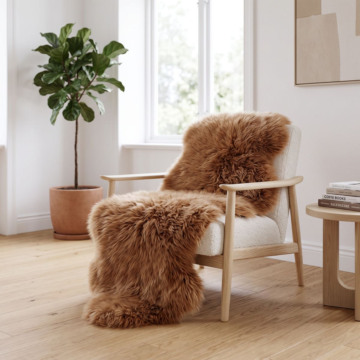 Fellvang Double Peau d'Agneau | Laine Longue | Nouvelle-Zélande | 160x60 cm Toffee