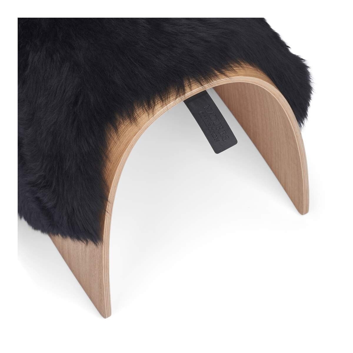 Dessus de tabouret en peau de mouton | Laine longue Noir