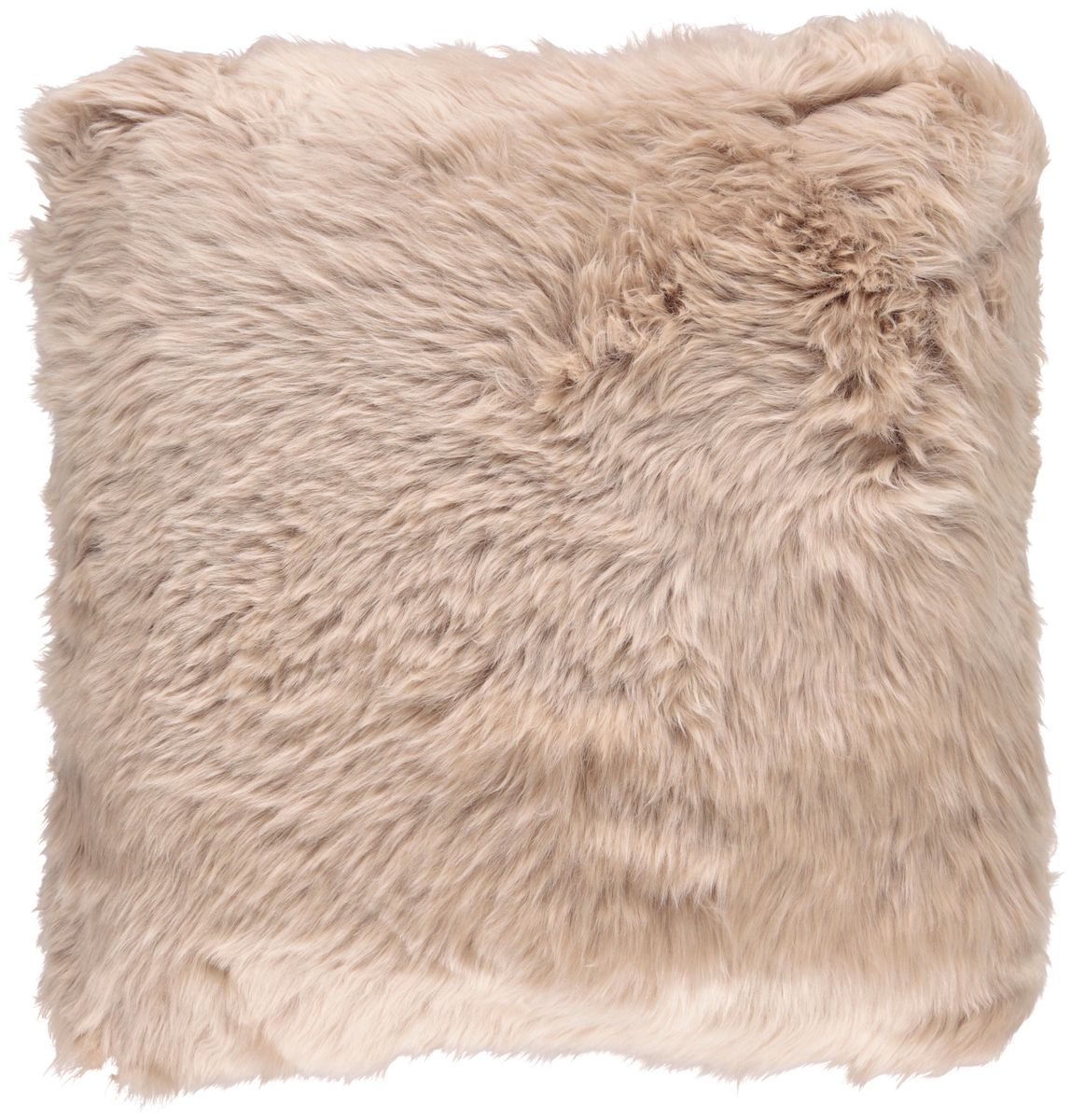 Coussin en peau de mouton longue laine | 35x35 cm Sable chaud