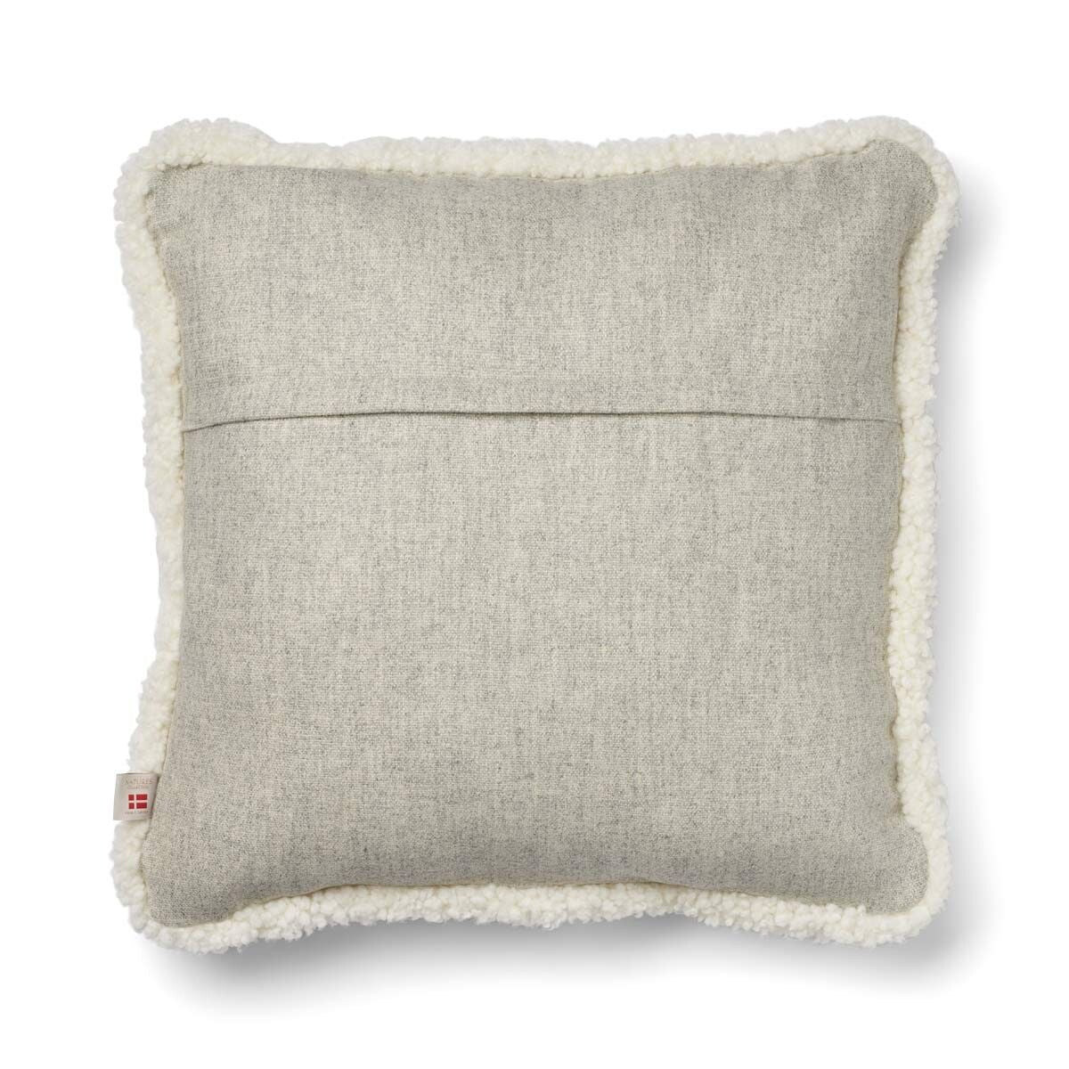 Coussin en laine courte de mouton | garniture SW | 52x52 cm Argent/Ivoire
