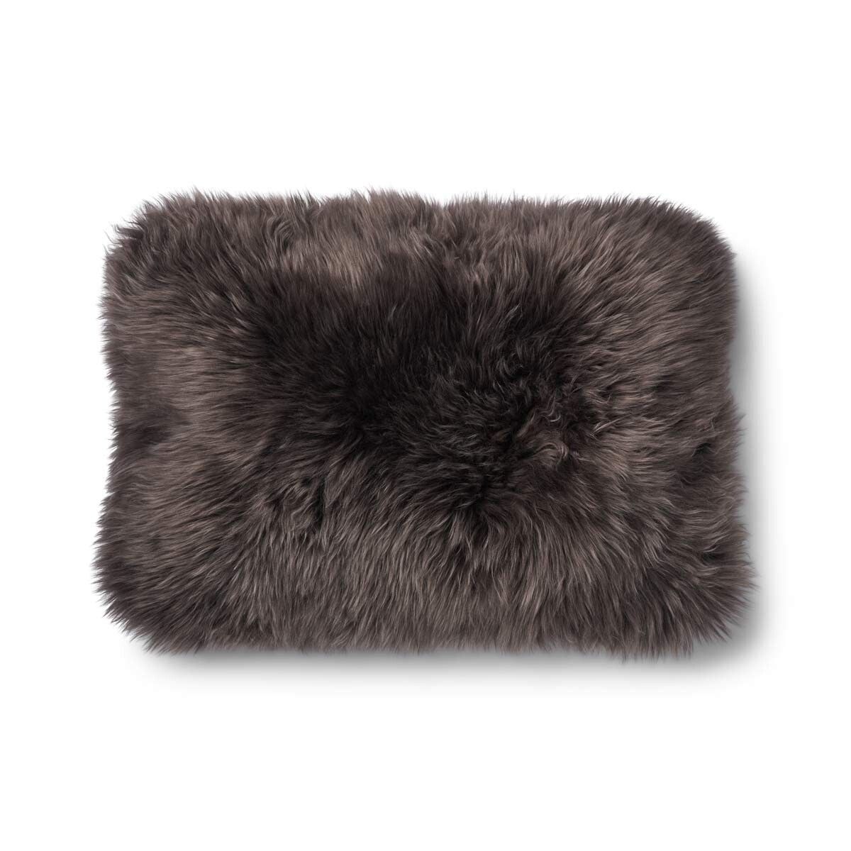 Coussin en peau de mouton longue laine - 52x52 cm | 34x52 cm Marron/Noyer