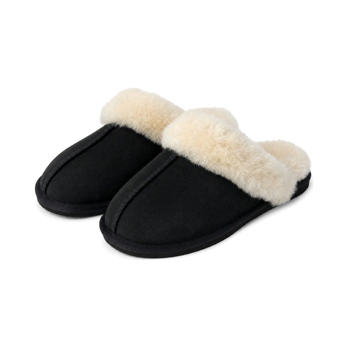 Chausson bouclé duveteux Noir