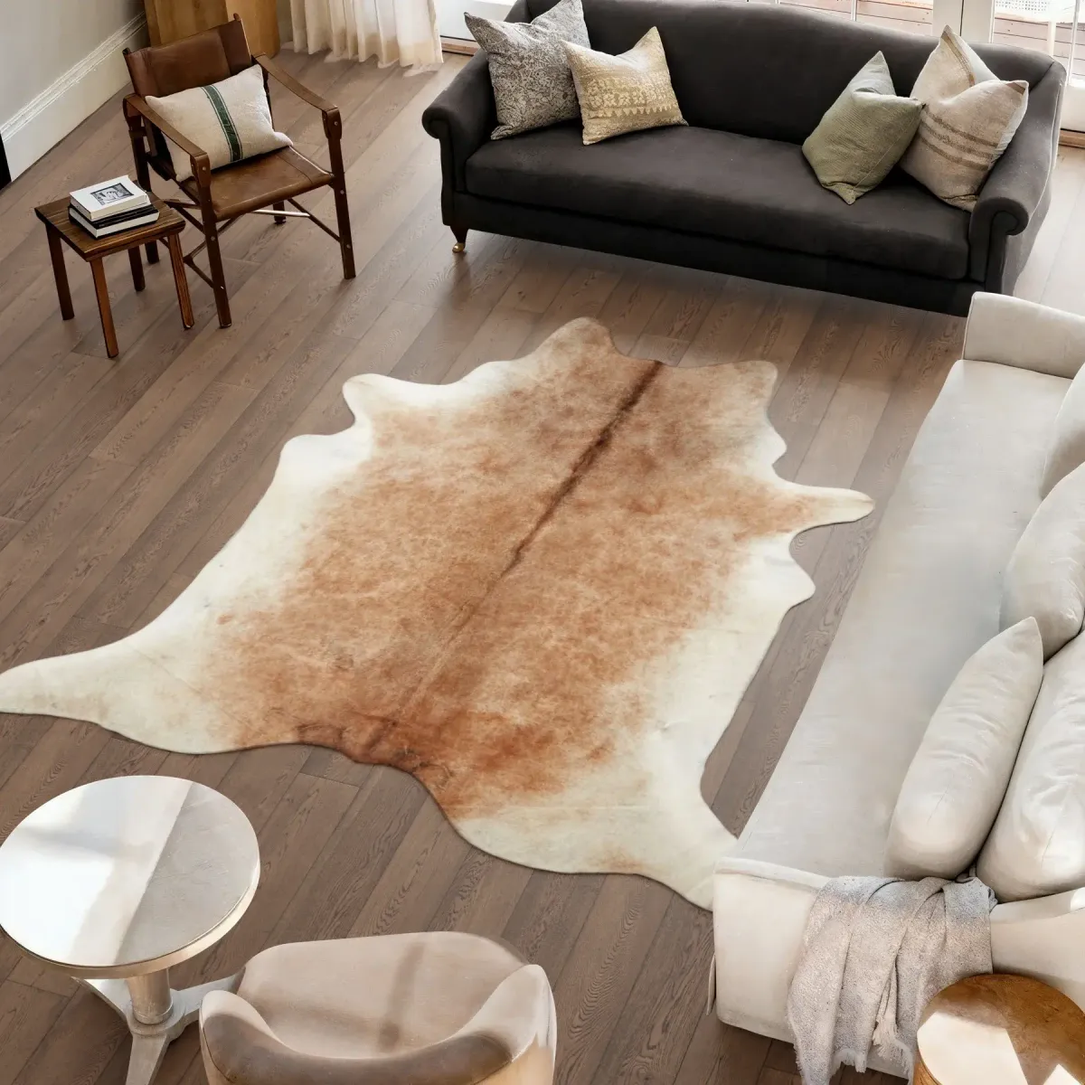 Tapis en peau de vache | Gris Beige | 3,7 sqm