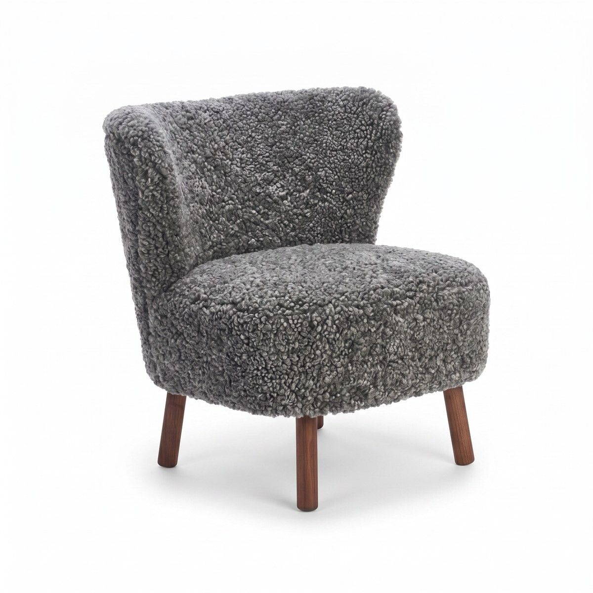 Fauteuil lounge Emil | Laine courte Graphite