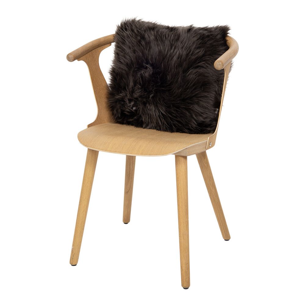 Coussin en peau de mouton | Laine longue | Nouvelle-Zélande | 40x40 cm Noyer