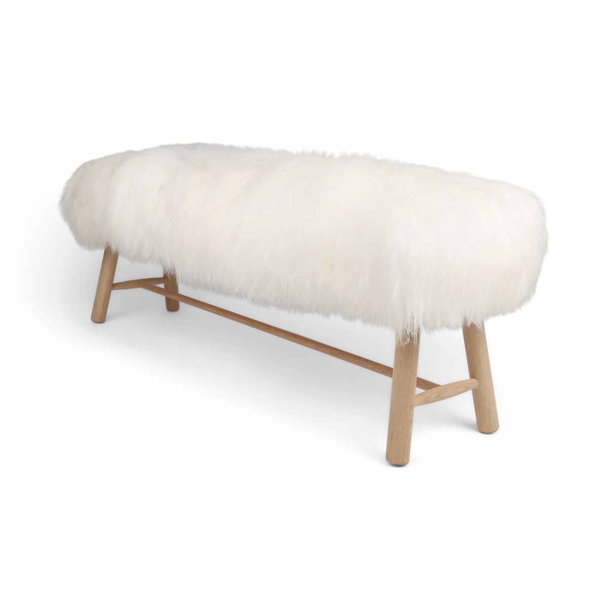 Banc Theo | Peau de mouton tibétaine | Pieds en chêne