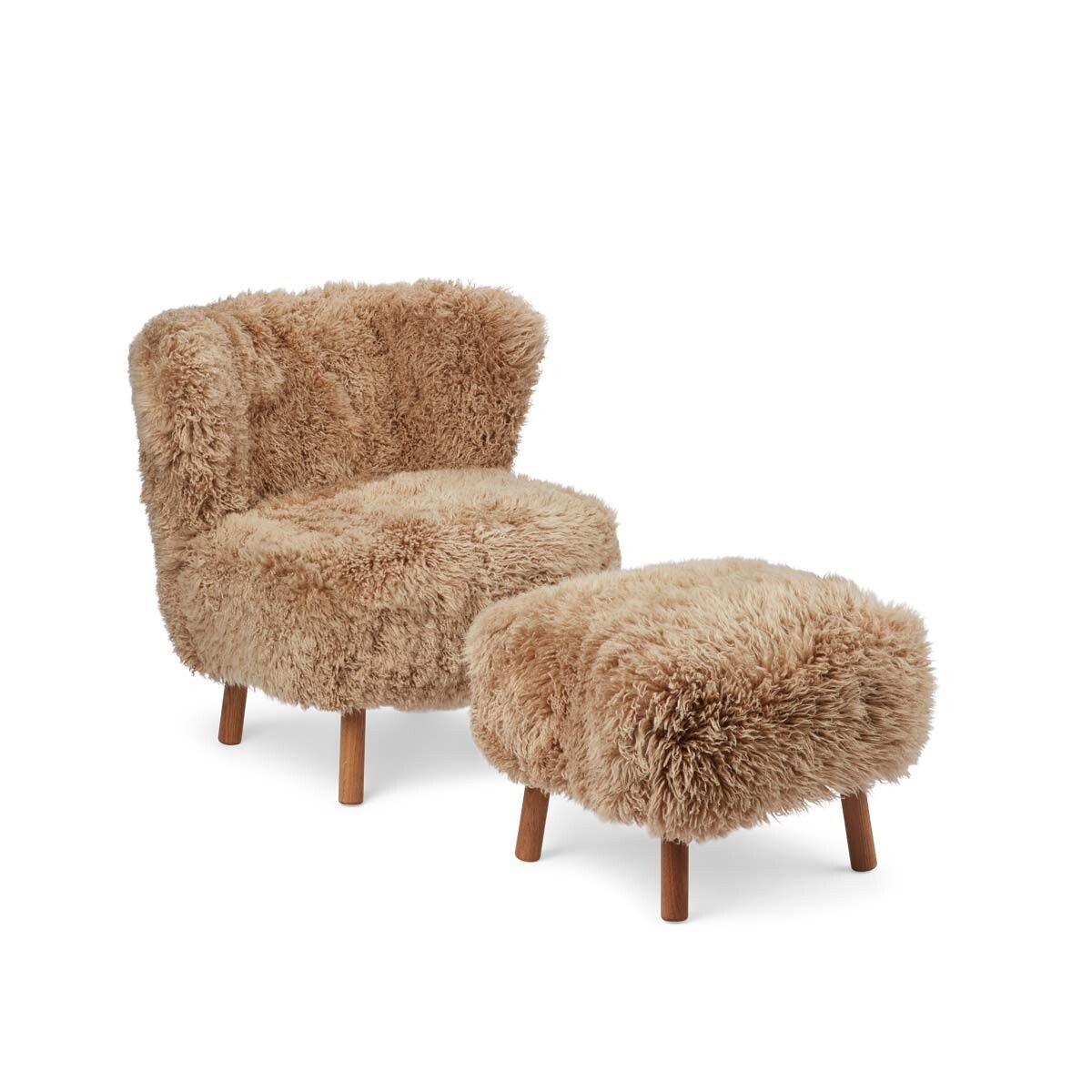 Fauteuil lounge Emil | Laine longue Miel