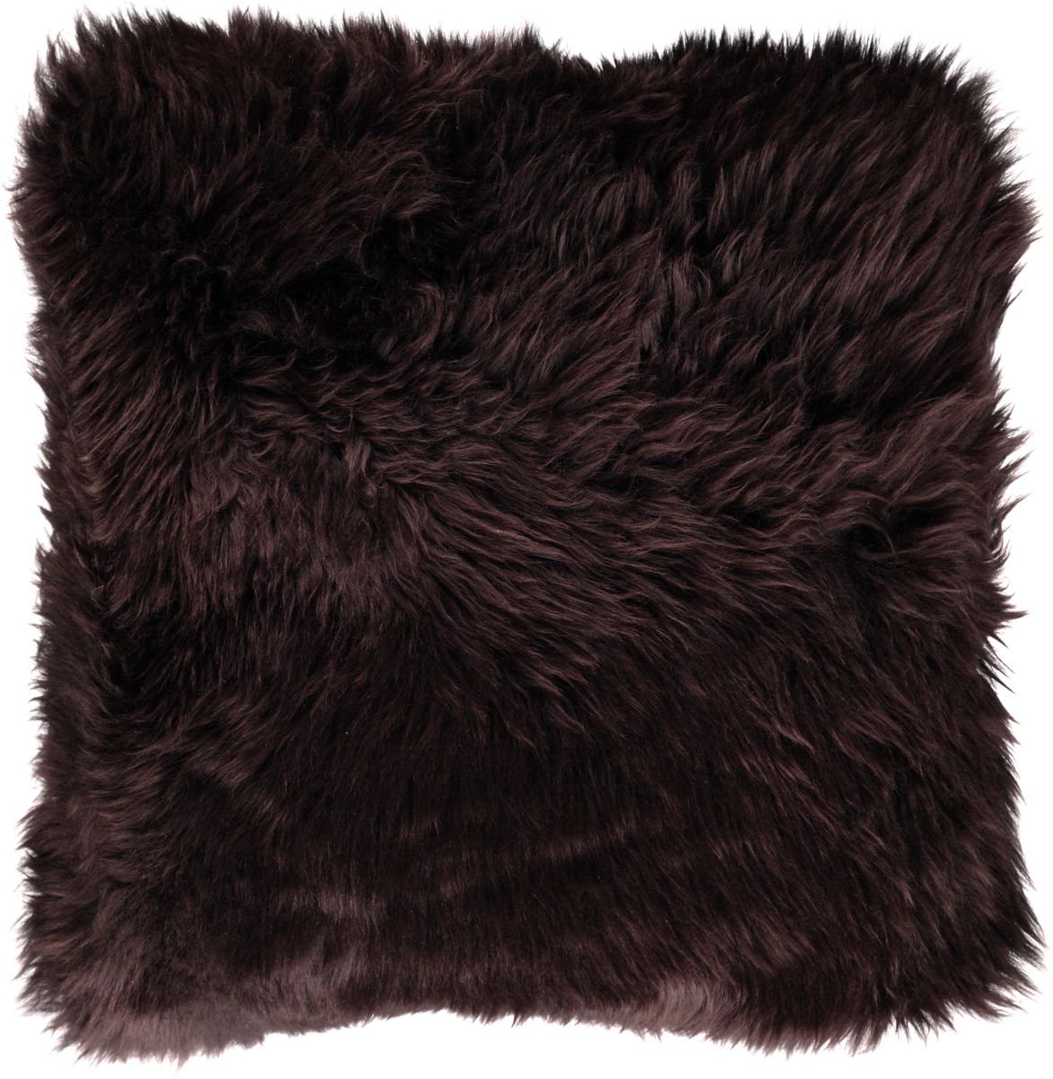 Coussin en peau de mouton longue laine | 35x35 cm Chocolat