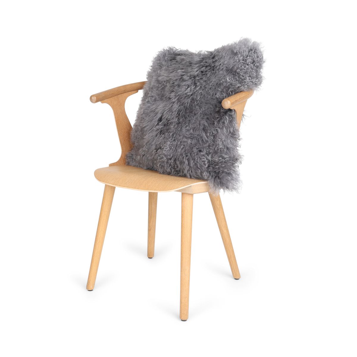 Coussin en peau de mouton tibétain | 50x50 cm Acier