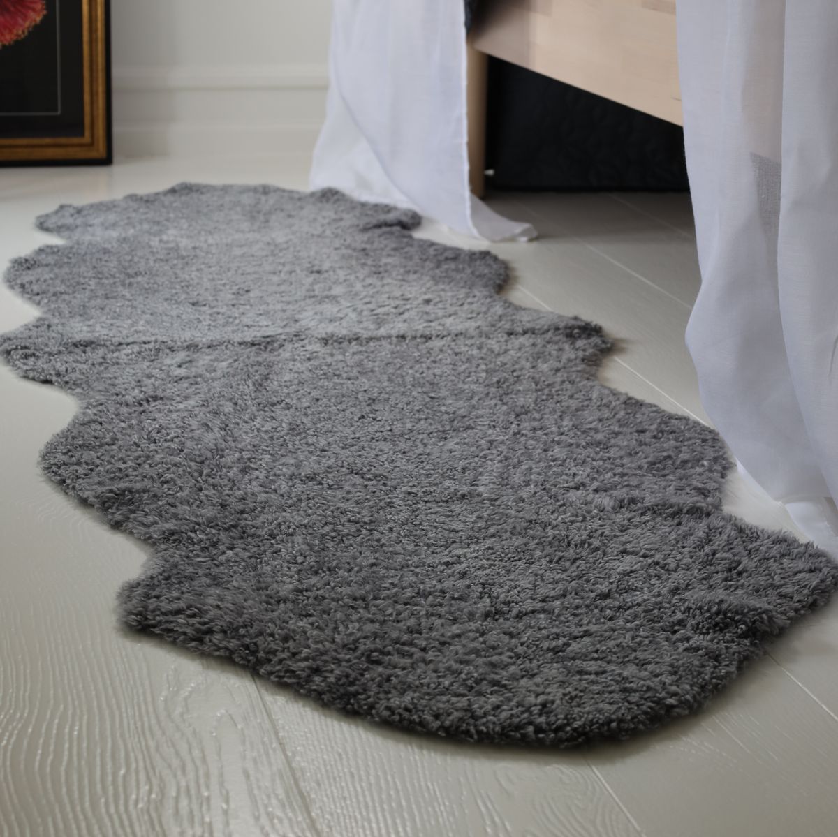 Peau de mouton de Nouvelle-Zélande à laine courte bouclée 180 cm Anthracite