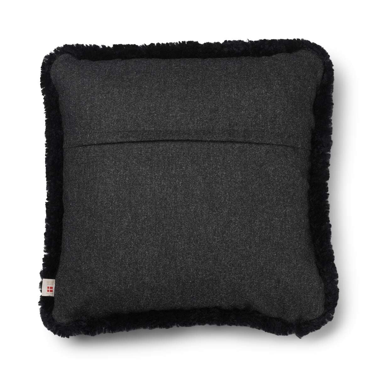 Coussin en laine courte de mouton | garniture SW | 52x52 cm Fusain/Noir