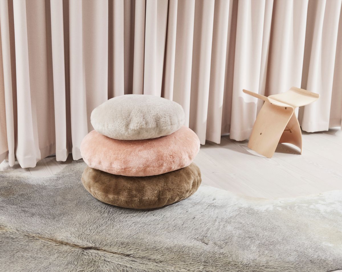 Coussin en velours nordique | une face | Ø45 cm | Ø62cm Perle