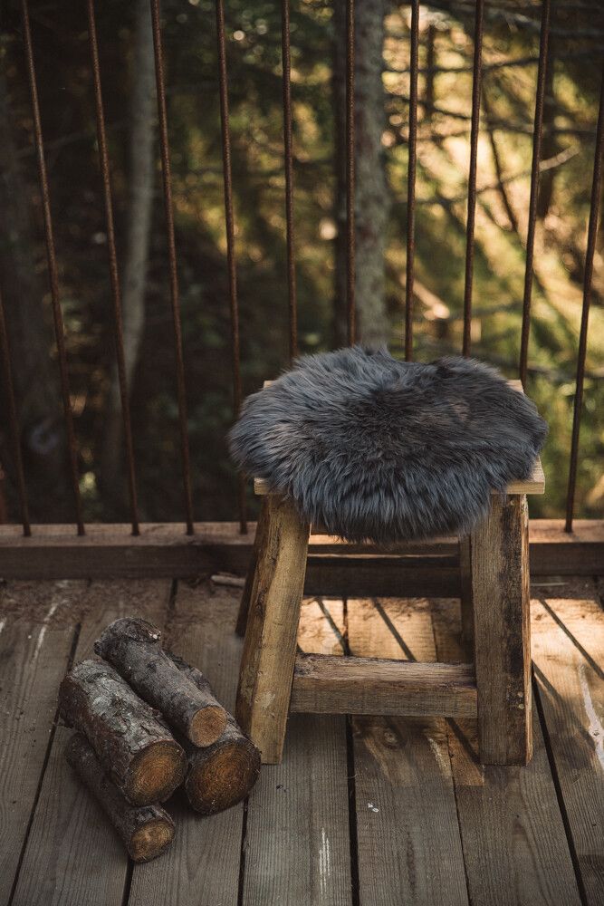 Dessus de siège premium | Laine longue | Nouvelle-Zélande | Ø34 cm Acier