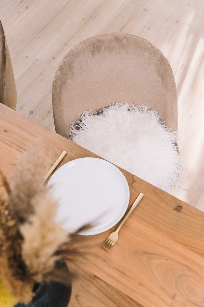 Dessus de siège | Laine longue | Ø34 cm Blanc