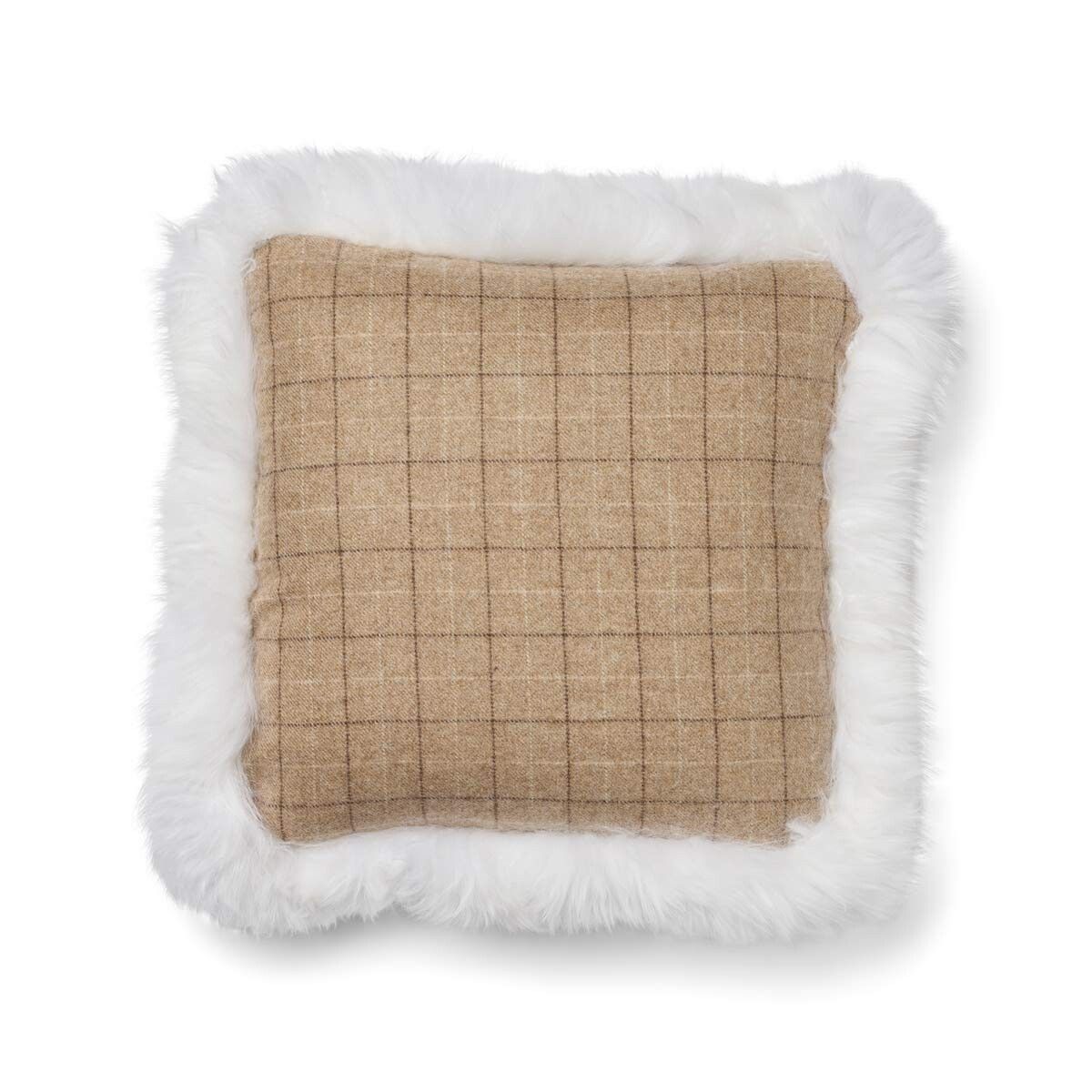 Coussin en laine | double face | garniture LW | 52x52 cm Avoine-Beige/Ivoire
