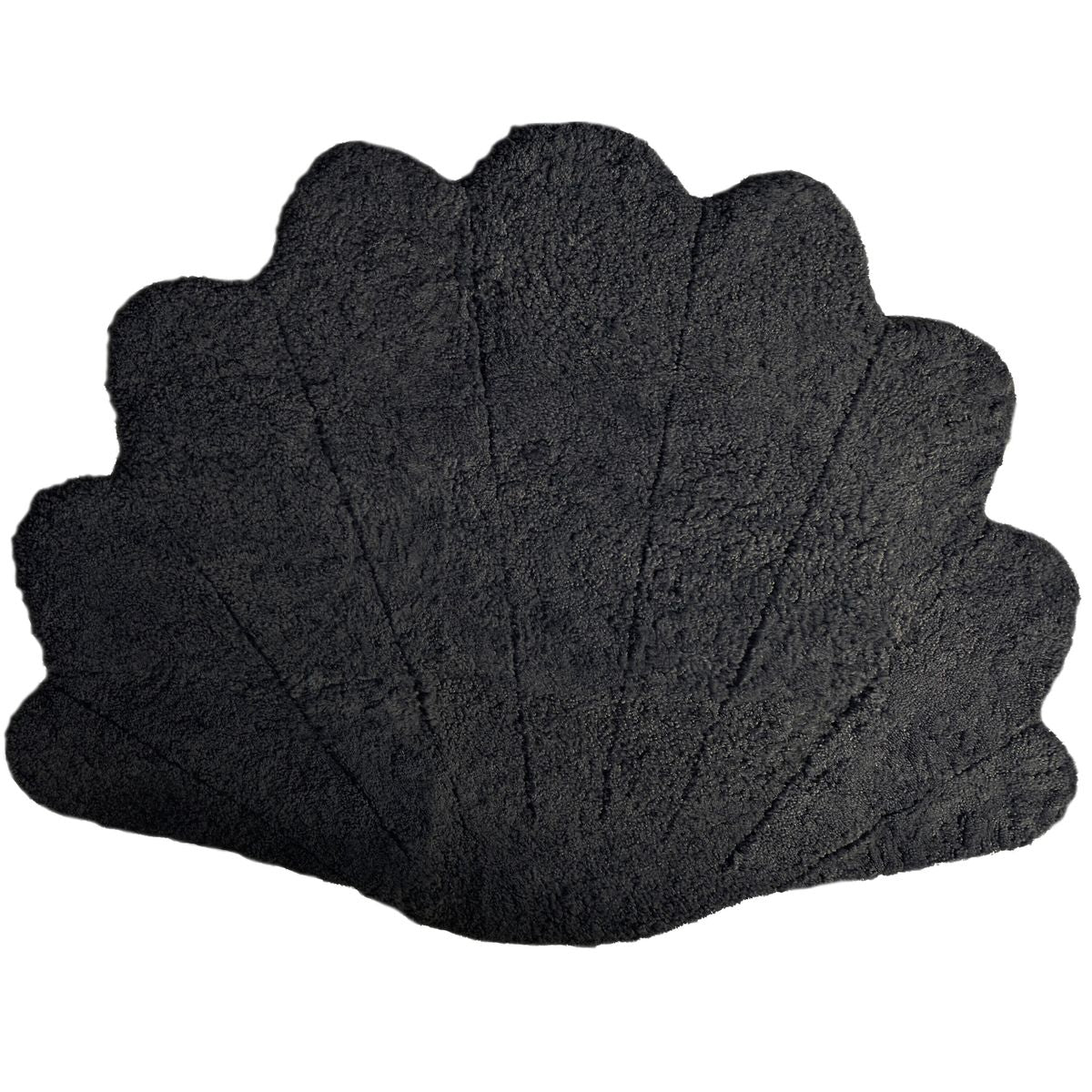 Tapis court en laine bouclée en peau de mouton à motif de coquille | 210x150 cm Noir