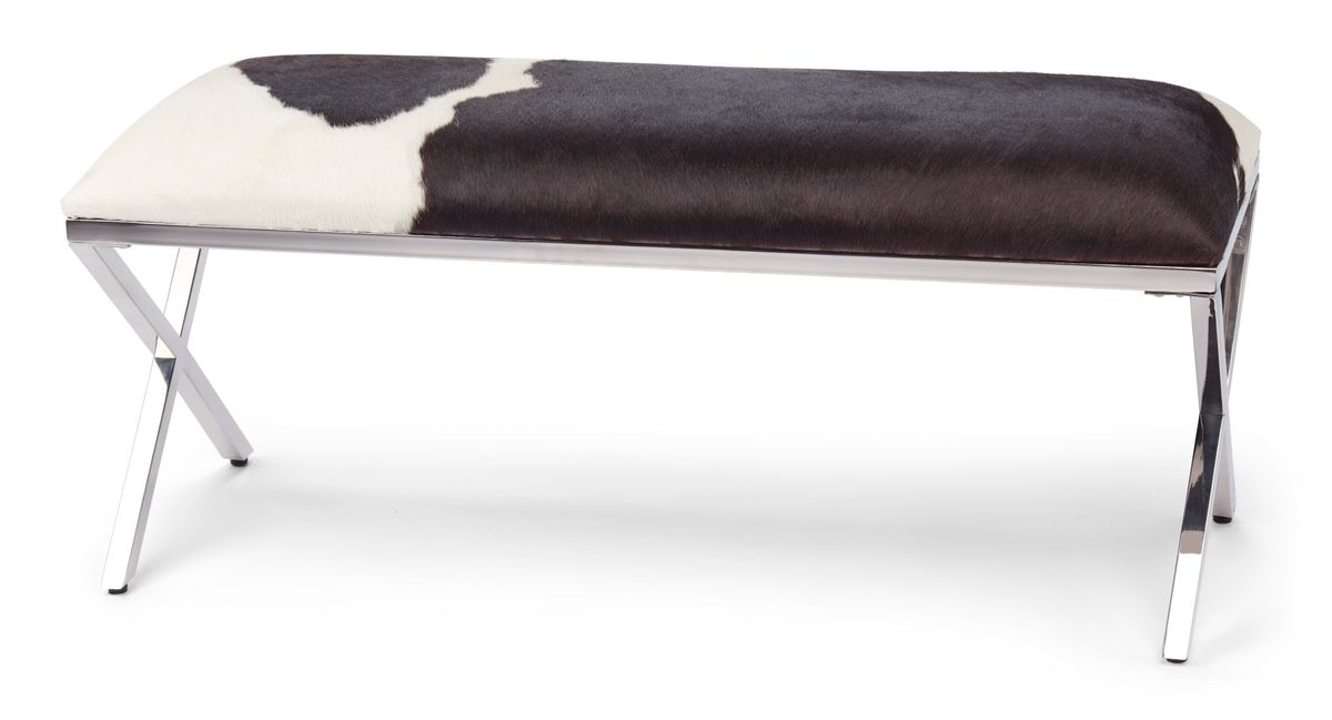 Banc recouvert de cuir de vachette