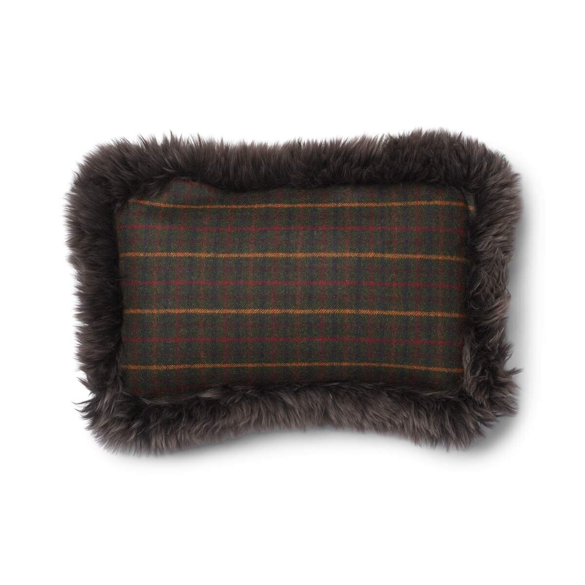 Coussin en laine | double face | garniture LW | 52x52 cm | 34x52 cm Sapin Kilberry-Vert foncé/Noyer