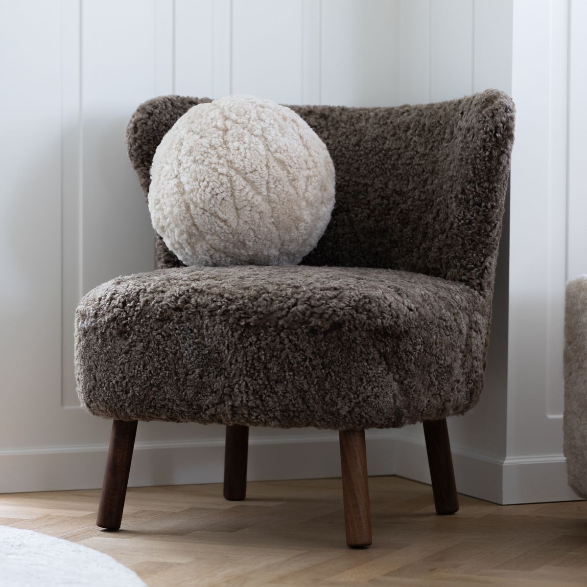 Fauteuil lounge Emil | Laine courte Anthracite