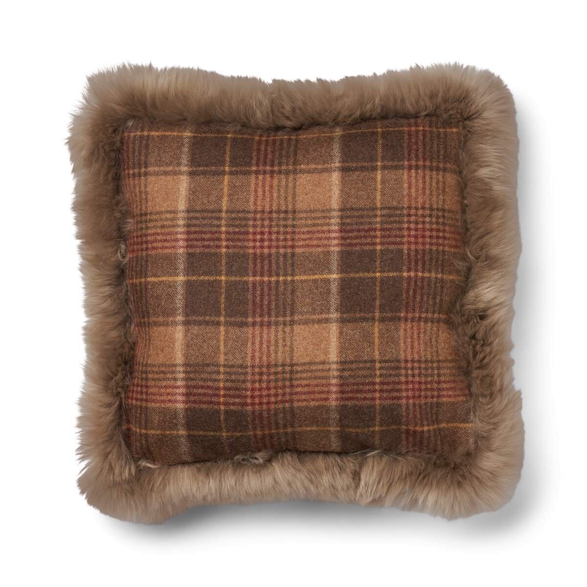 Coussin en laine | double face | garniture LW | 52x52 cm Cacao-Marron foncé/Taupe