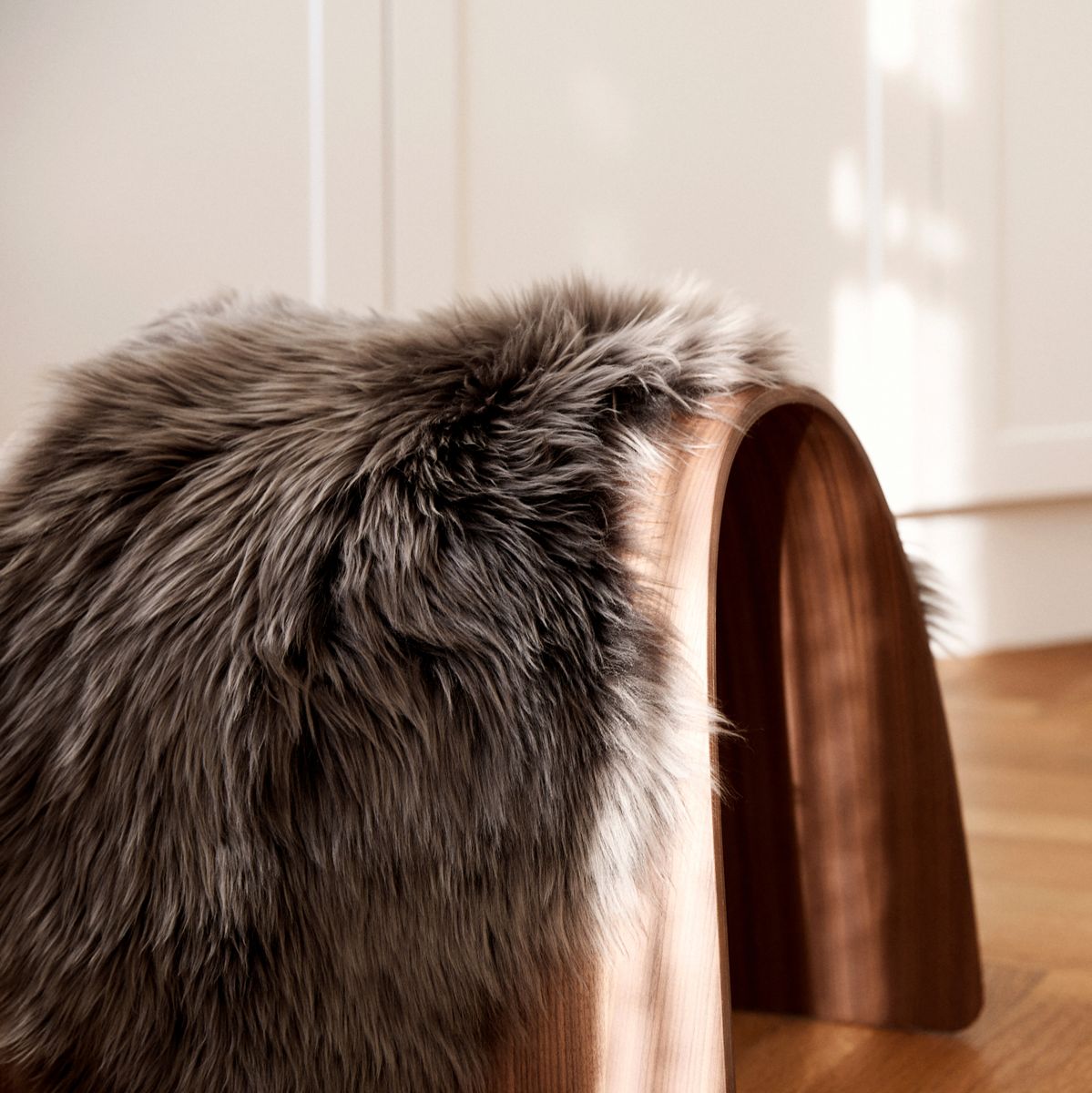 Dessus de tabouret en peau de mouton | Laine longue Noir