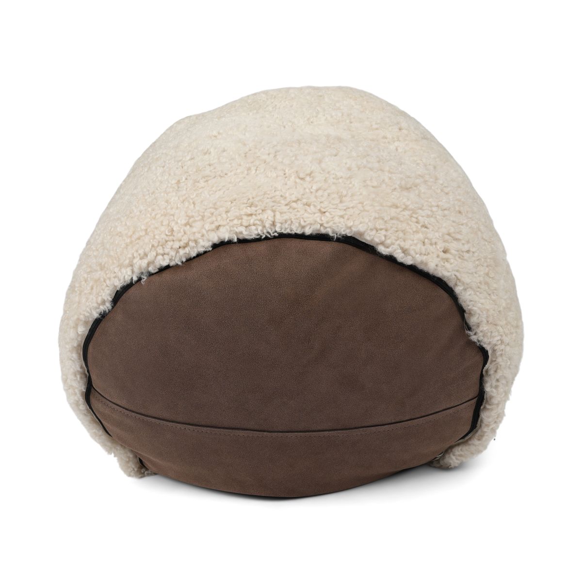 Pouf en peau de mouton bouclée | Laine courte Perle