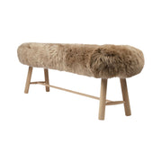 Banc en peau de mouton de Nouvelle-Zélande à laine longue | Pieds en chêne