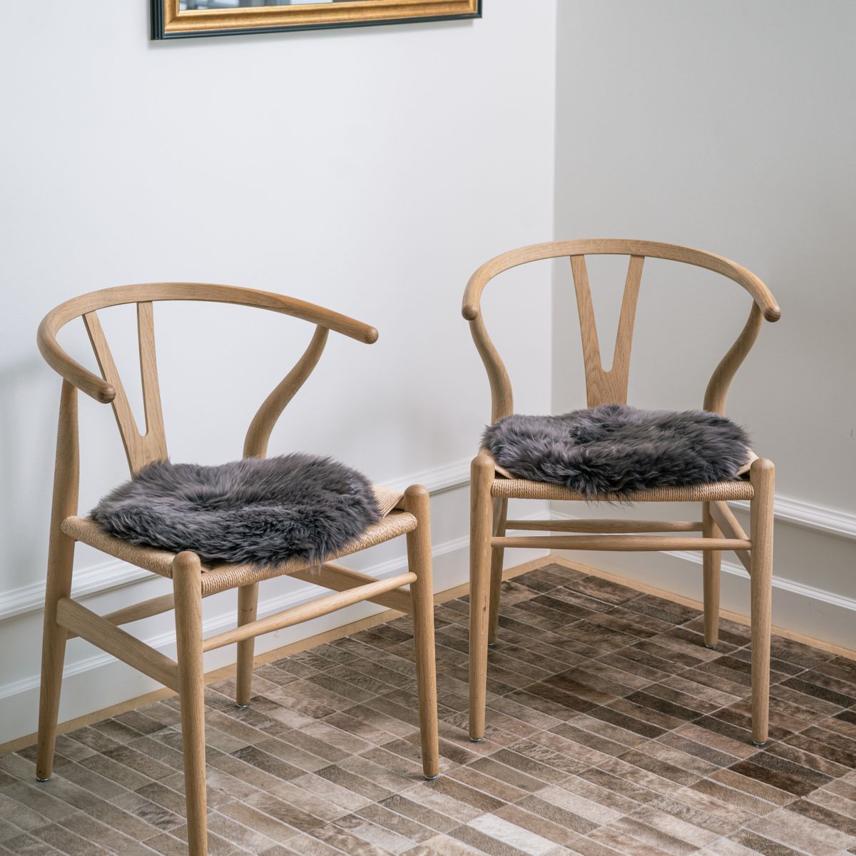 Dessus de siège premium | Laine longue | Nouvelle-Zélande | Ø34 cm Gris Foncé