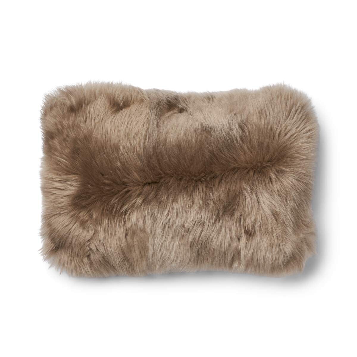 Coussin une face | Laine longue | 52×52 cm | 34x52 cm Cacao-Marron foncé/Taupe