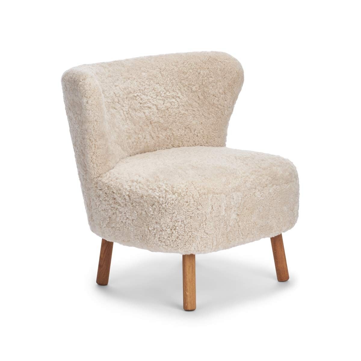 Fauteuil lounge Emil | Laine courte Perle