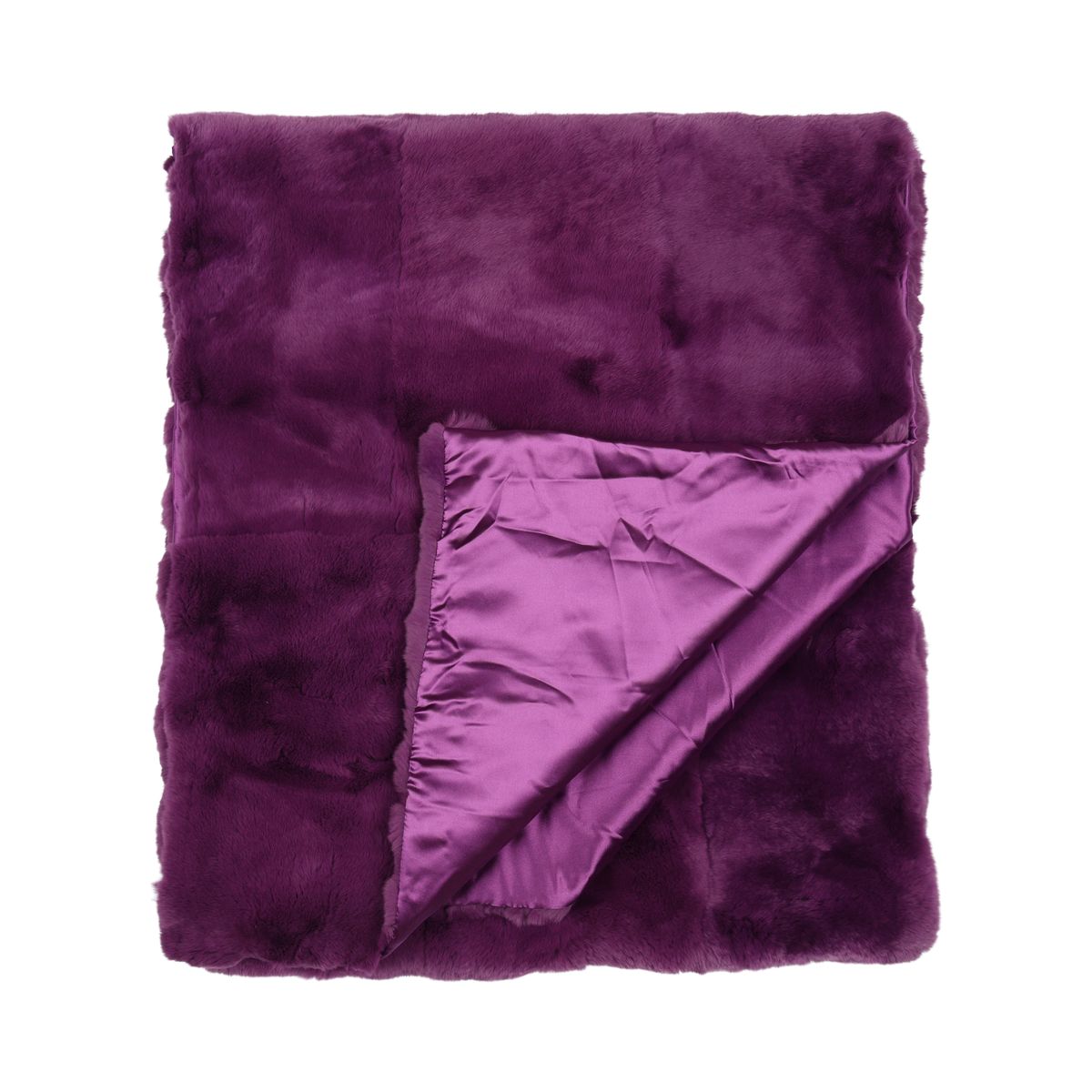 Chemin de lit premium en fourrure de lapin Rex | 238x55 cm Pourpre