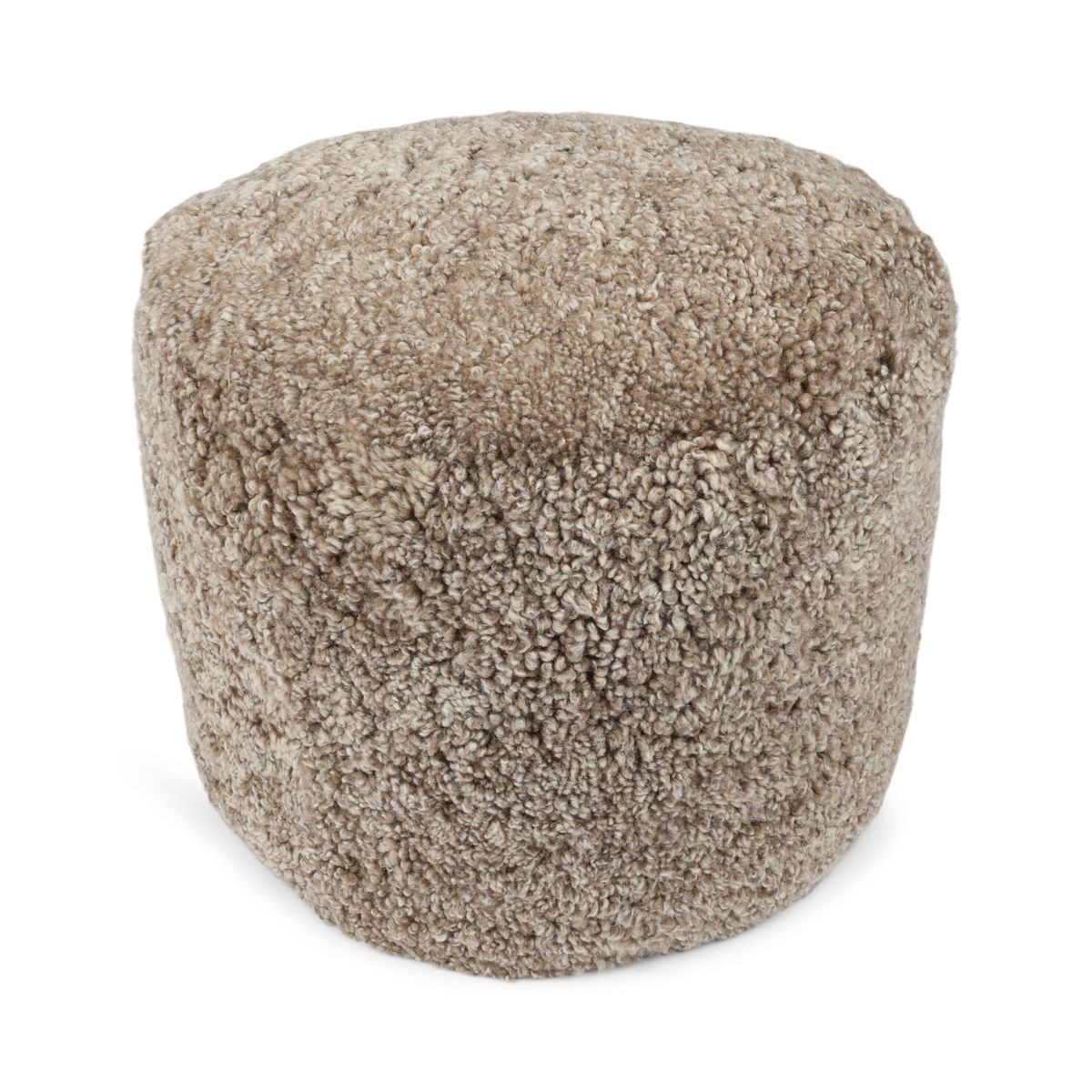 Pouf en peau de mouton bouclée | Laine courte Sable