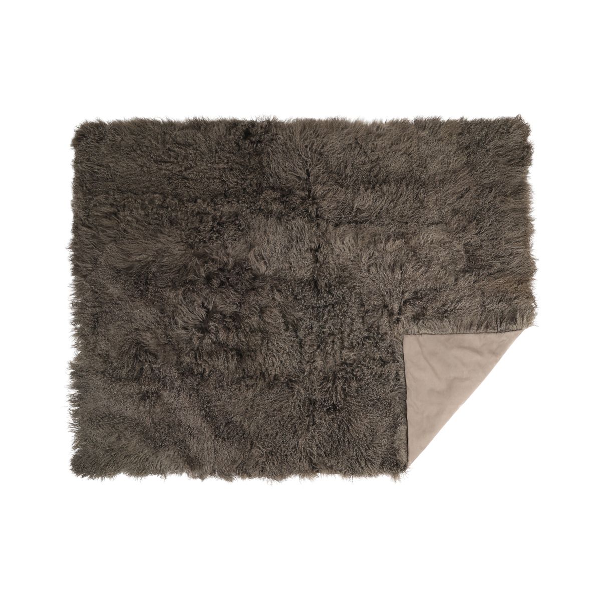 Jeté en peau de mouton bouclée | 140 × 180 cm Taupe