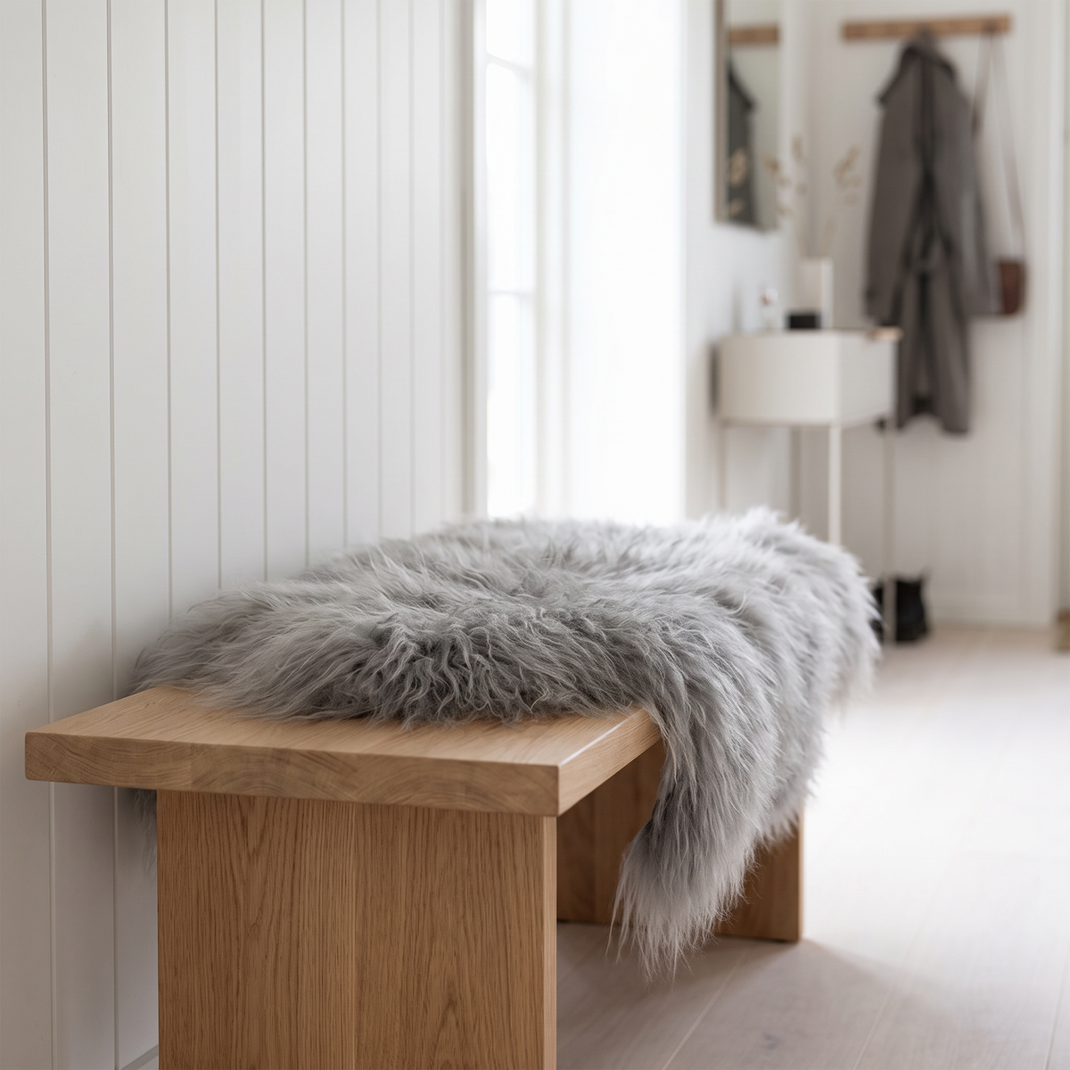 Peau de mouton islandaise | Couleurs naturelles | 90 +cm Argent