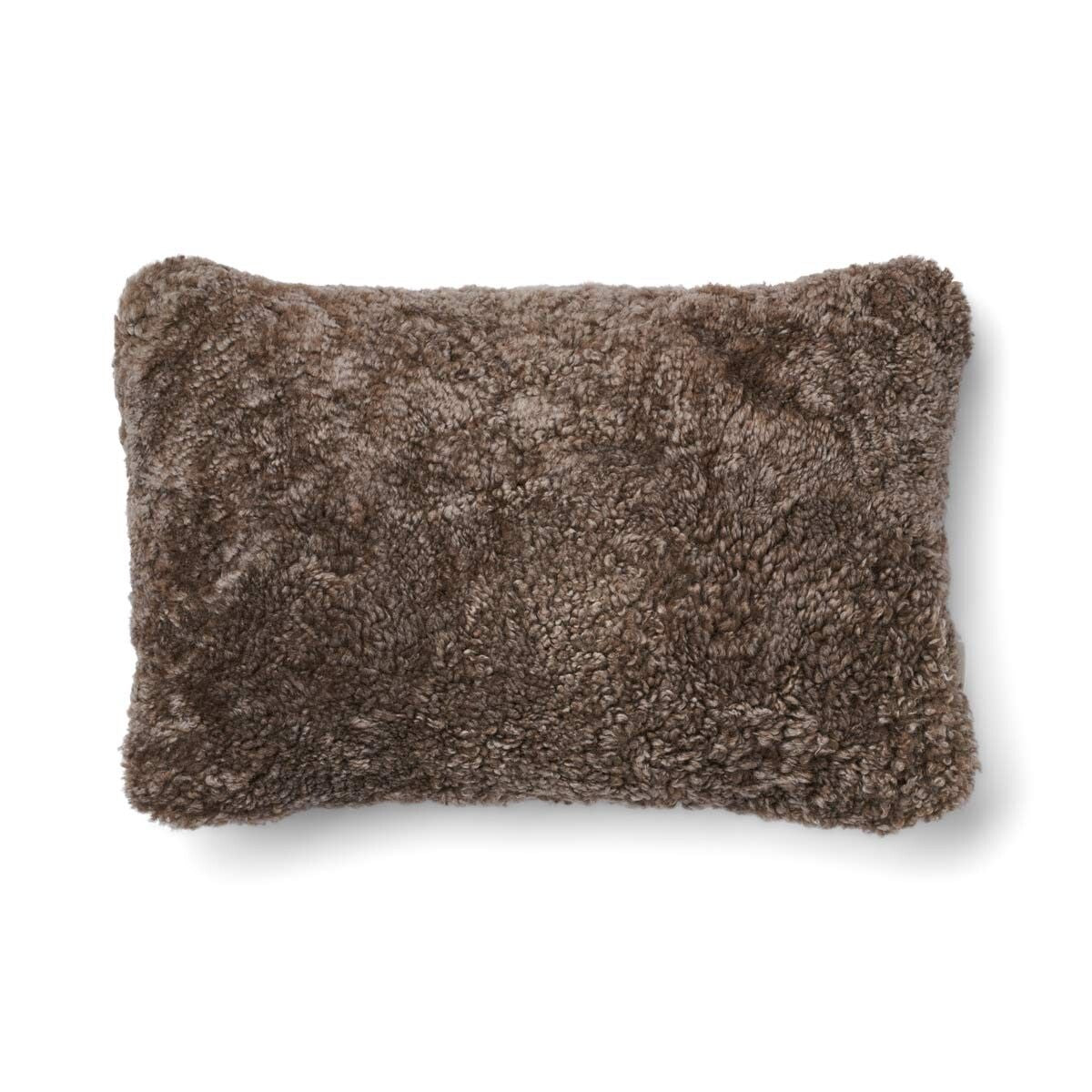 Coussin en laine courte de mouton - 52x52 cm Beige/Taupe