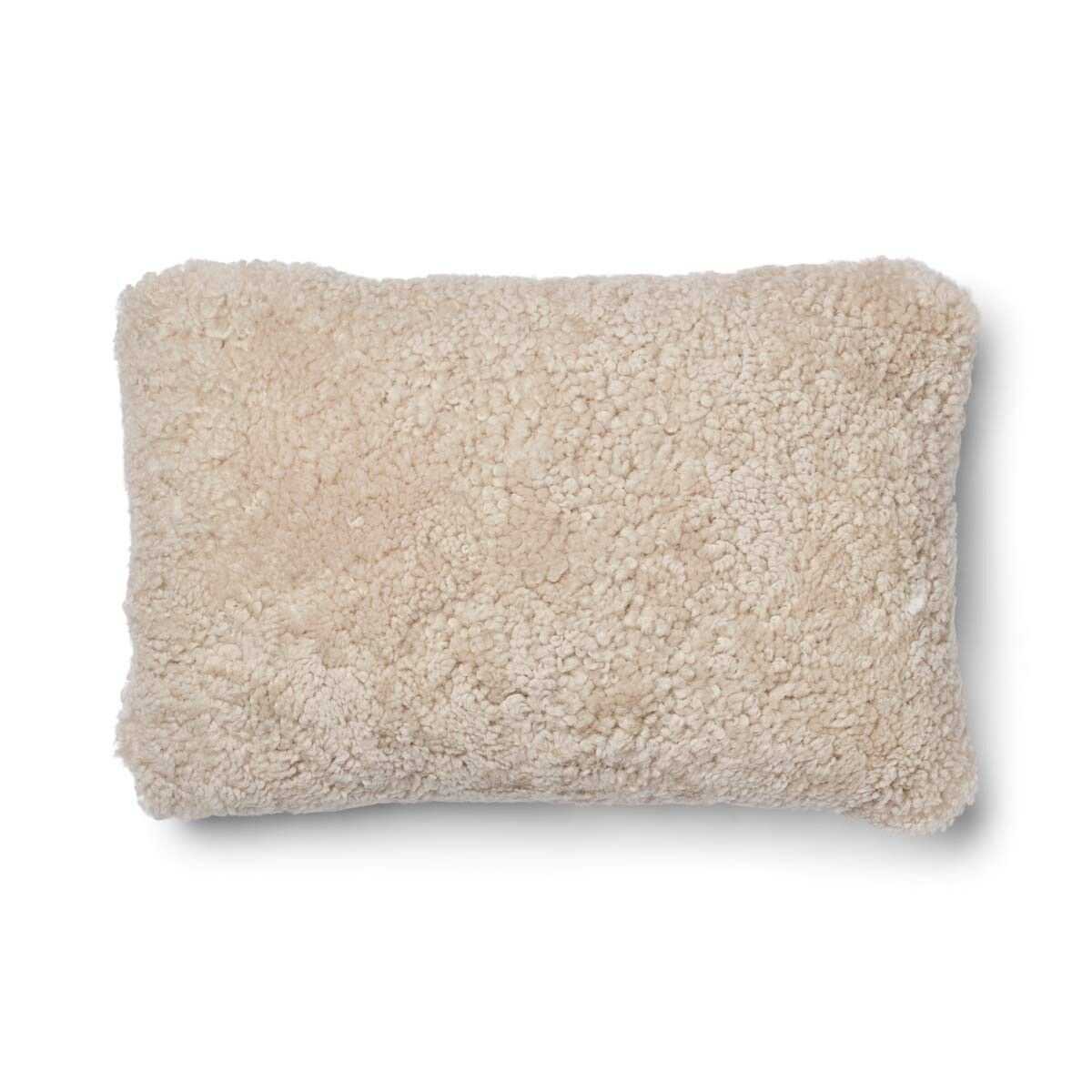Coussin en laine courte de mouton - 34x52 cm Beige/Perle