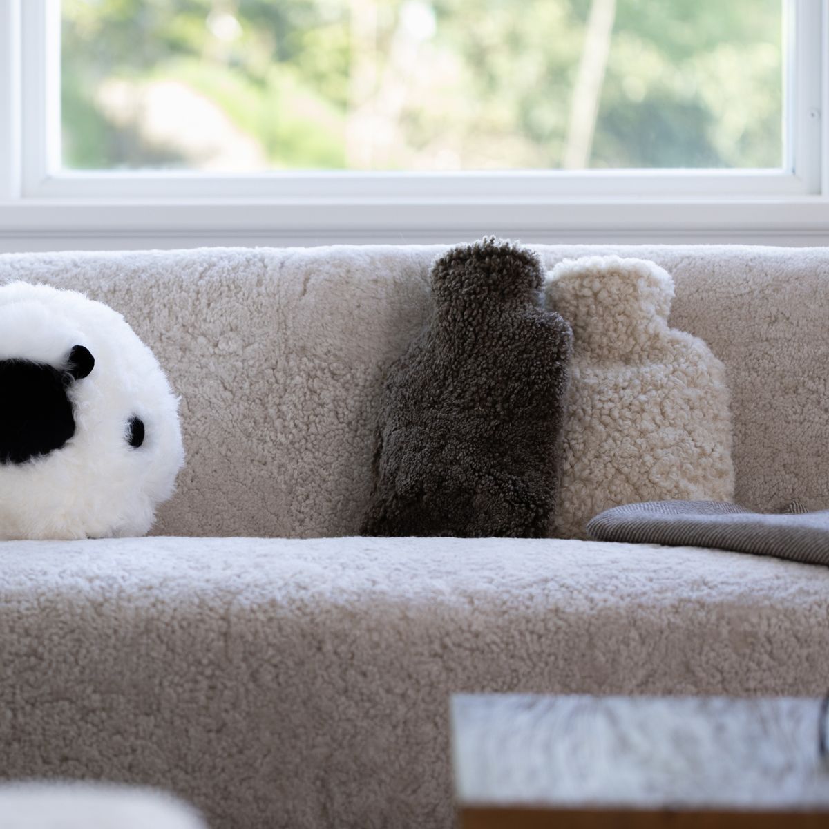 Bouillotte habillée de peau de mouton Anthracite