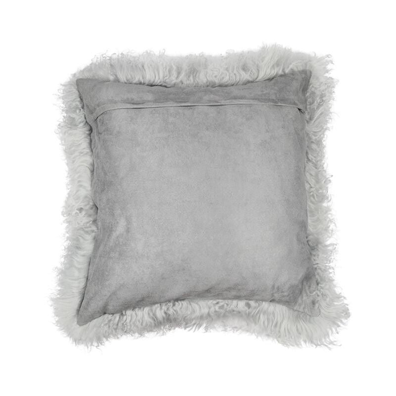 Coussin en peau de mouton tibétain | 50x50 cm Gris Léger
