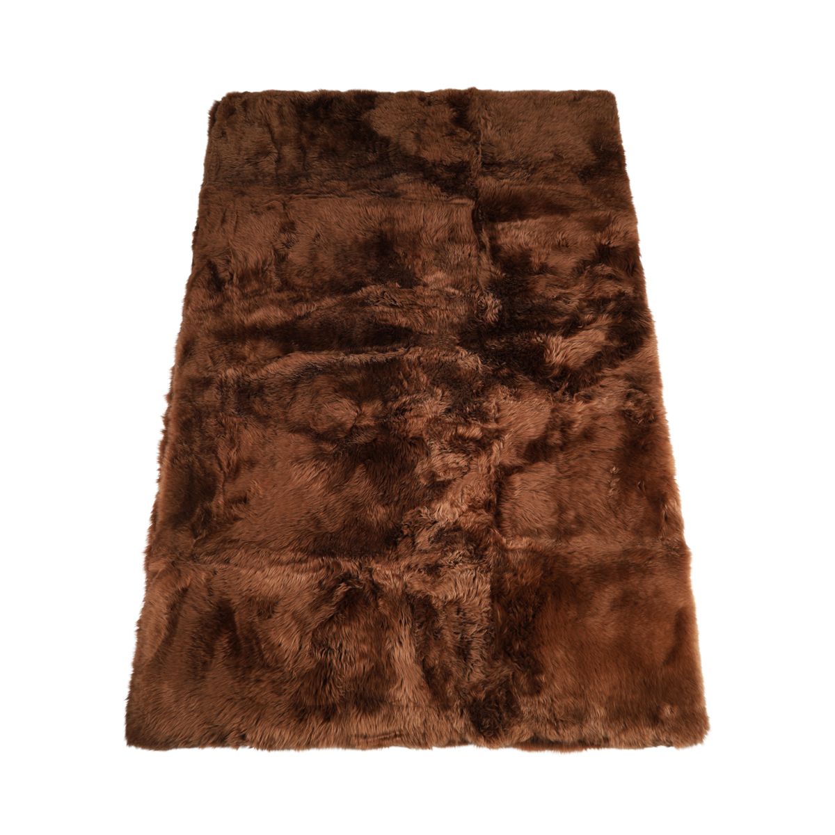 Tapis design en peau de mouton à laine longue Chêne huilé foncé
