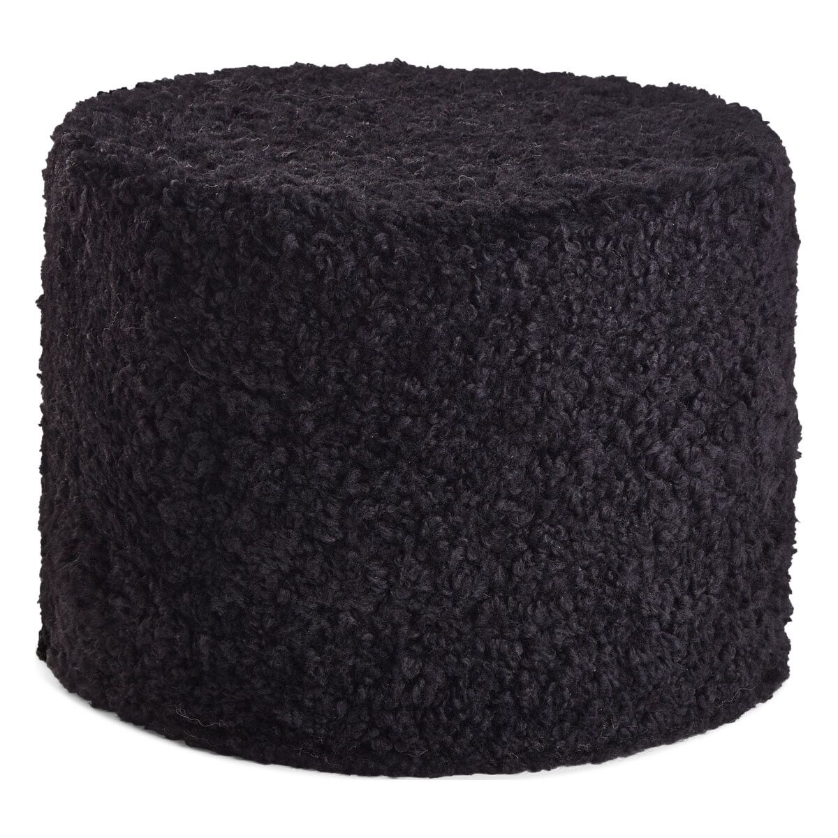 Short Wool Curly Sheepskin Pouf