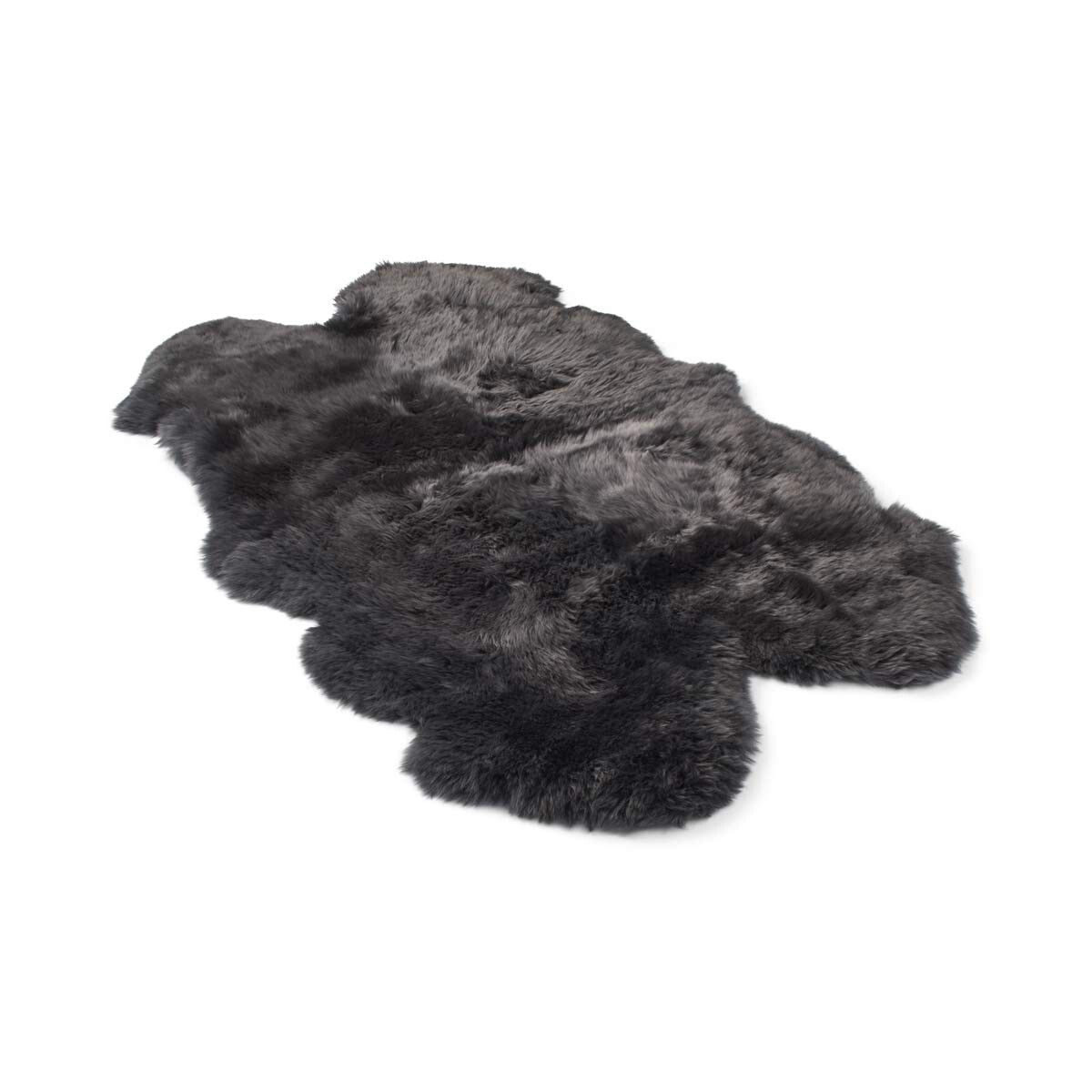 Tapis en peau de mouton mérinos | Laine longue | 170 × 110 cm Acier