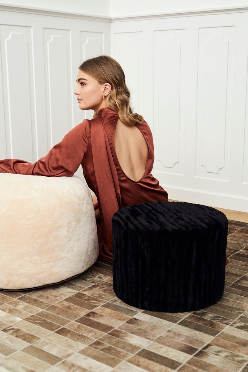 Round Moccasin Pouf | ø55xH36cm Chestnut