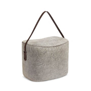 Pouf rond en cuir de veau