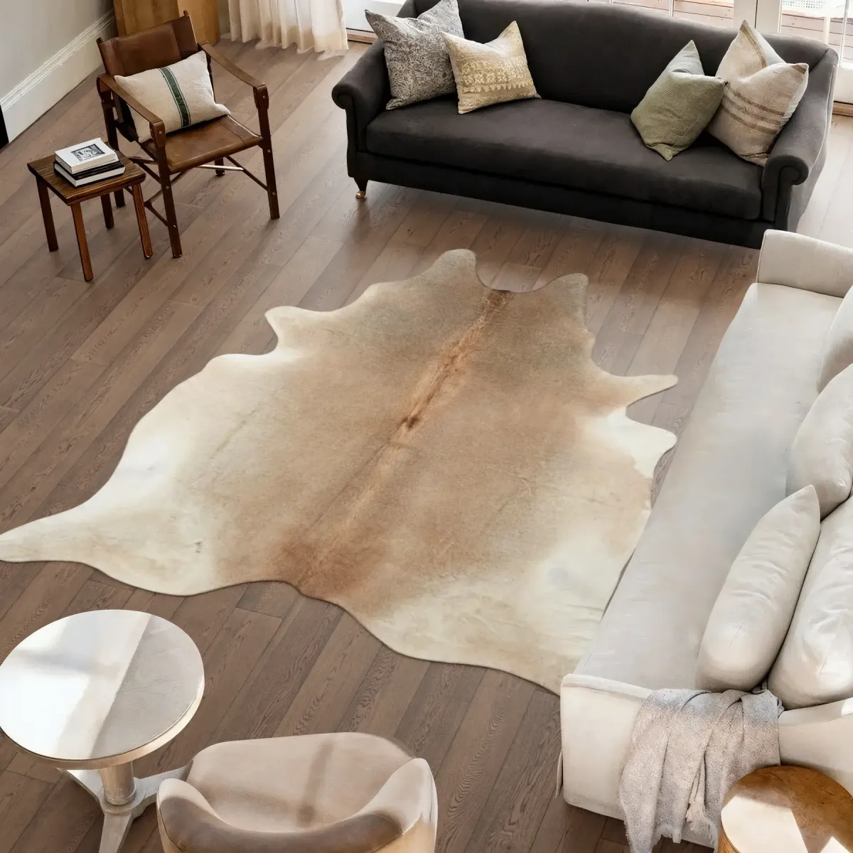 Tapis en peau de vache | Gris Beige | 3,79 sqm