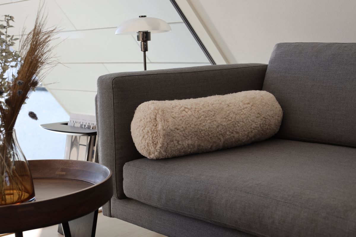 Coussin Traversin en peau de mouton | Laine Courte | 22x58 cm [OFFRE SPECIALE] Noir