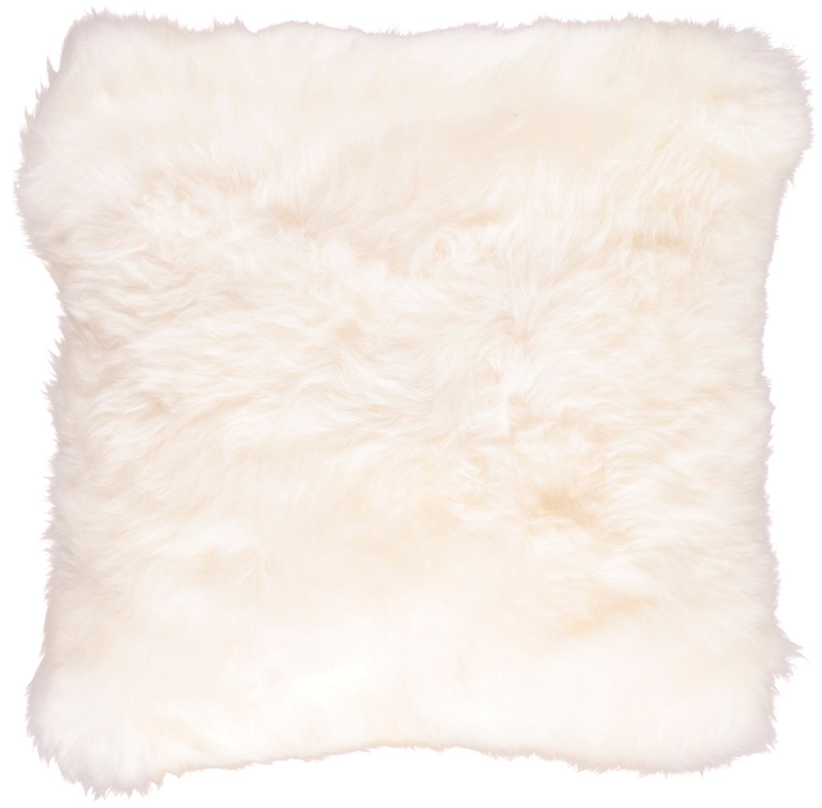 Coussin en peau de mouton longue laine | 35x35 cm Ivoire