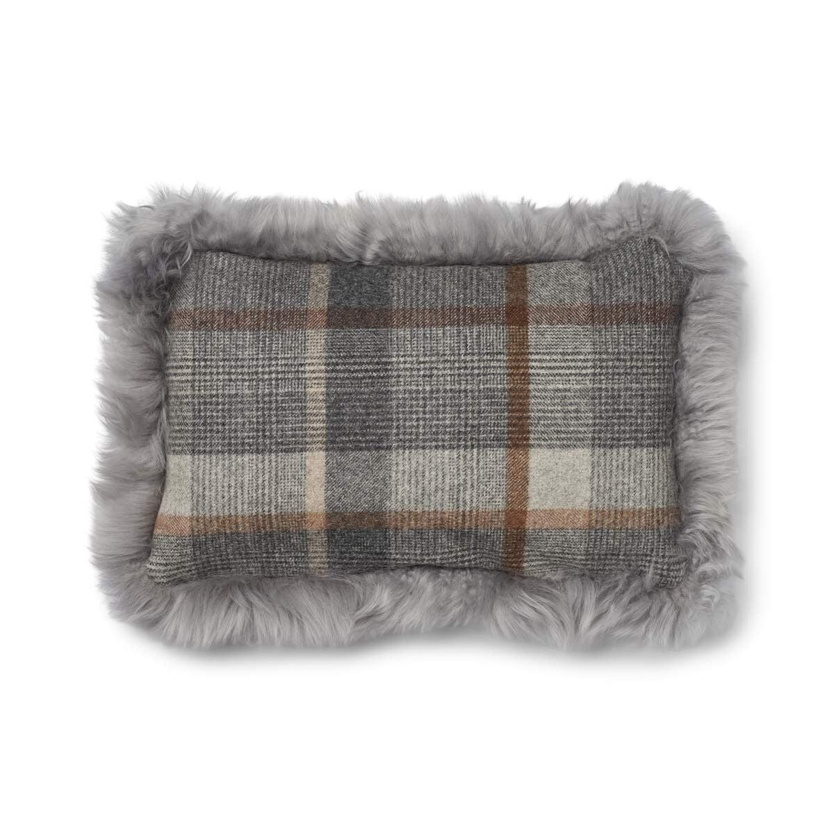 Coussin en laine | double face | garniture LW | 52x52 cm | 34x52 cm Glencheck-Gris/Gris clair