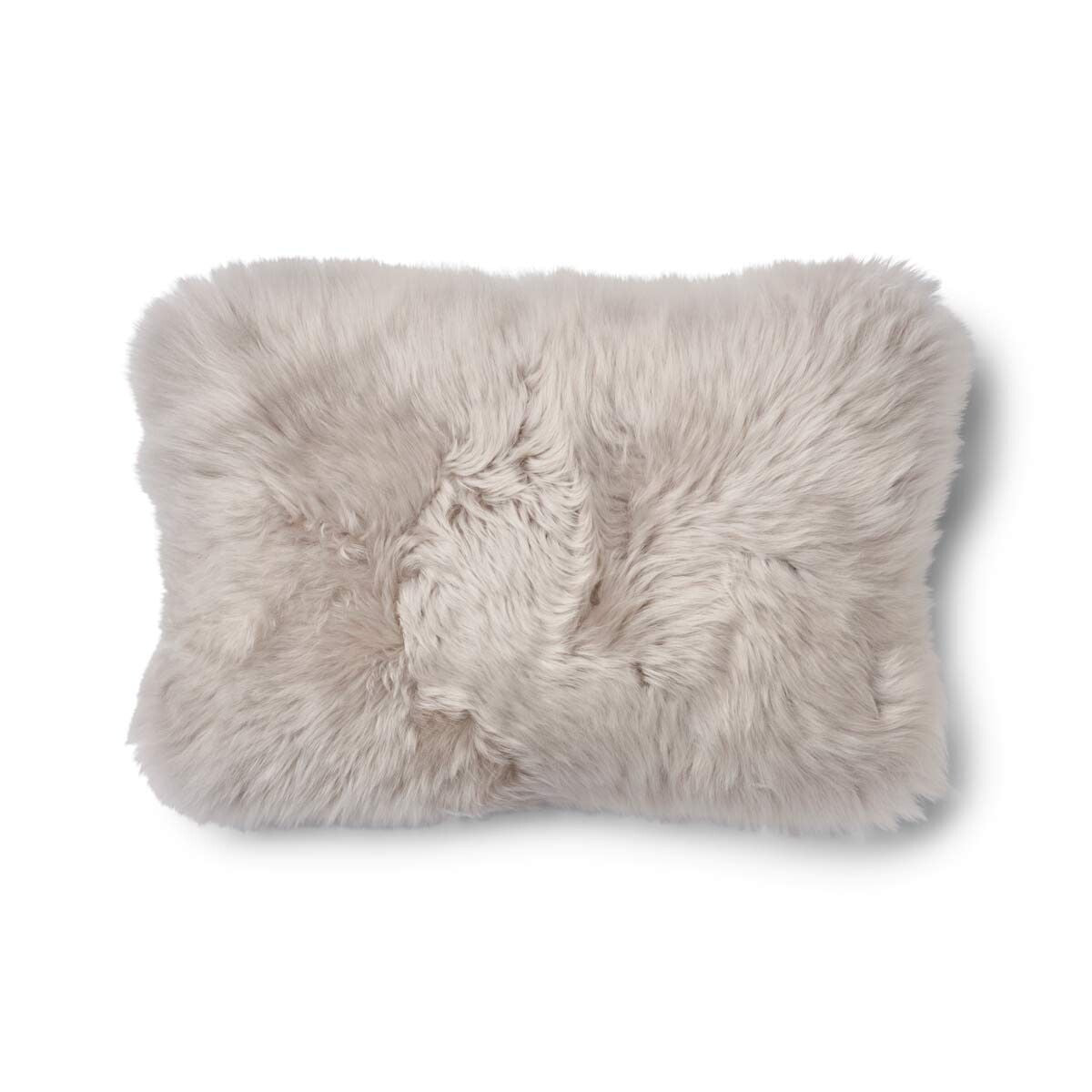 Coussin en peau de mouton longue laine - 52x52 cm | 34x52 cm Marron/Colombe